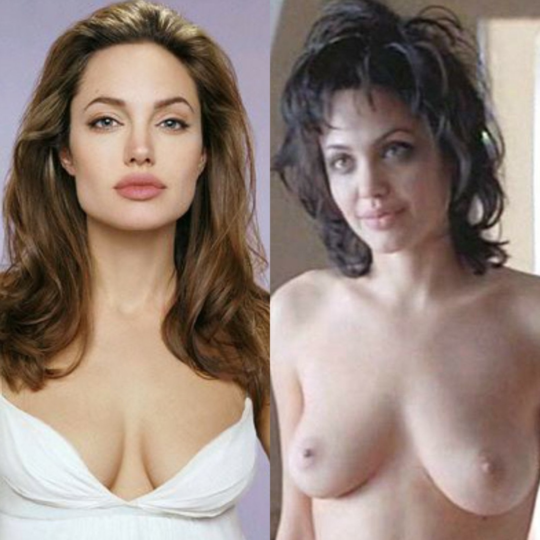 Голые сиськи знаменитой  Анджелины Джоли